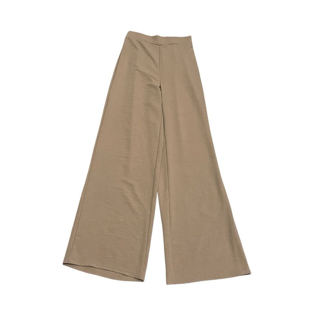 Saints 21 Women's Elastic Back Waist Wide Leg Pull-on Palazzo Pants Tan Small